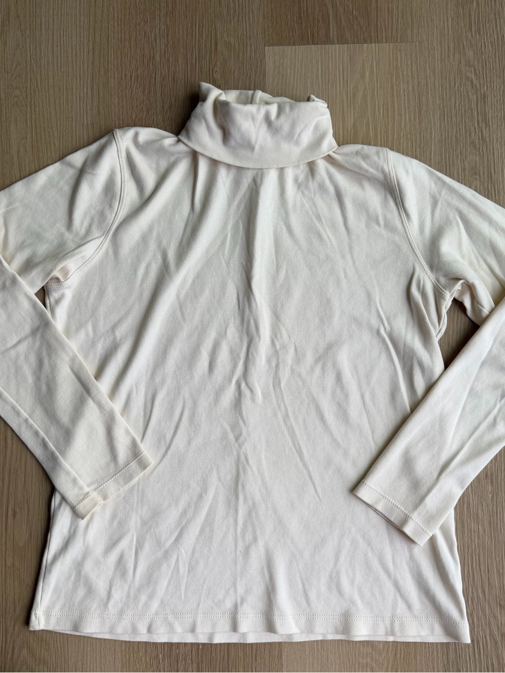 White Stag White Solid Cotton Knit Long Sleeve Turtleneck Pullover Top M